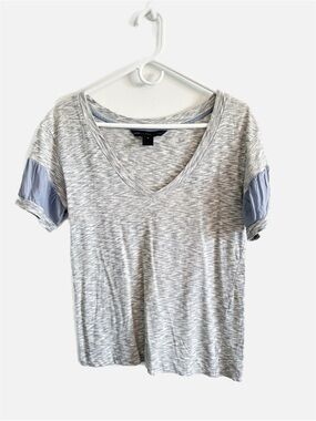 Marc By Marc Jacobs Gray V-Neck Heathered Tee Ruffle Short Sleeve Cotton‎